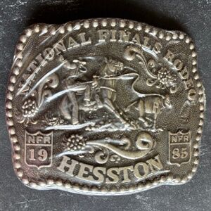 Hesston 1985 Bronze Adult National Finals Rodeo Commemorative Series Belt Buckle
